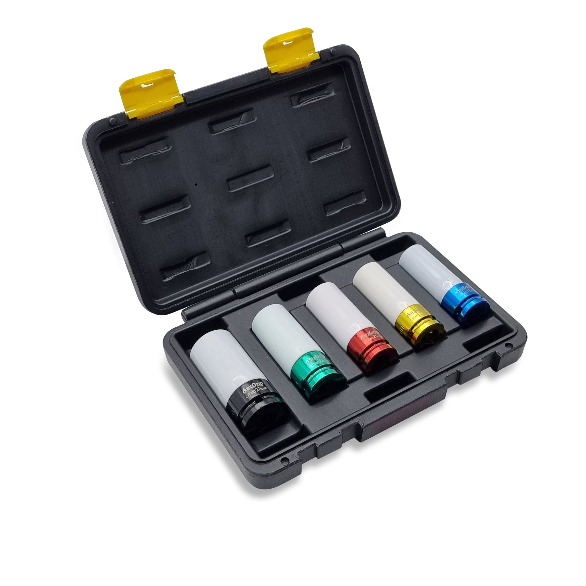 AuzGrip A84679 5 Piece Metric 6 Point 1/2" Square Drive Alloy Wheel Impact Socket Set