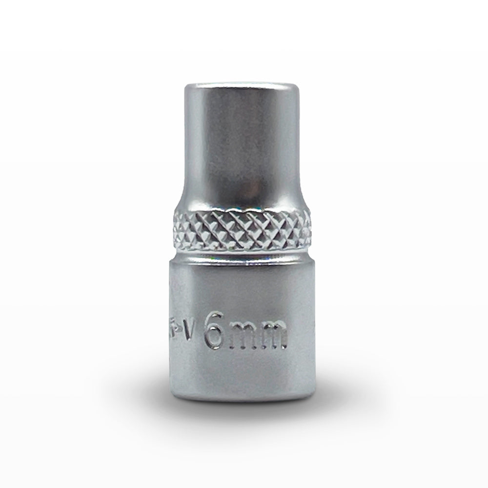 AuzGrip 6mm Metric 6 Point 1/4 Inch Square Drive Standard Socket Front
