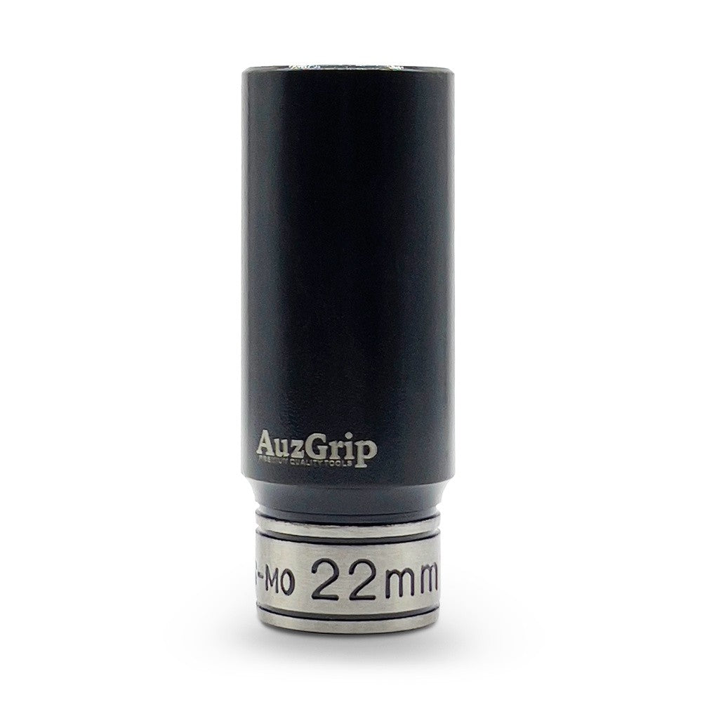 AuzGrip A84582 22mm 6 Point 1/2'' Square Drive Thin Wall Deep Impact Socket Front