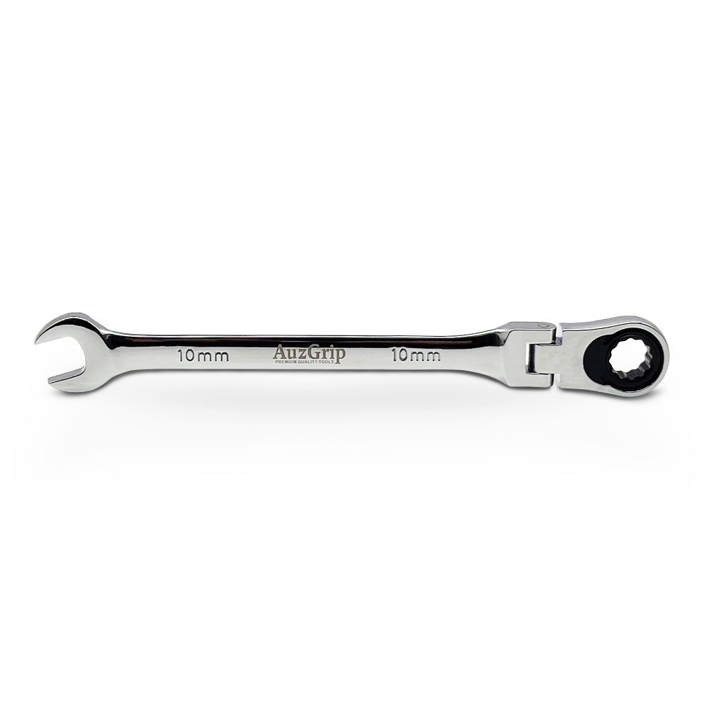 AuzGrip A89717 10mm Flexible Open End Ring Combination Ratchet Spanner Front