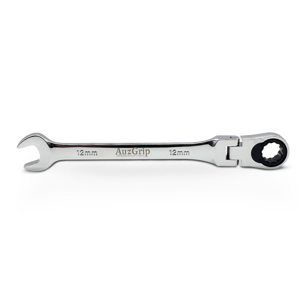 AuzGrip A89719 12mm Flexible Open End Ring Combination Ratchet Spanner Front