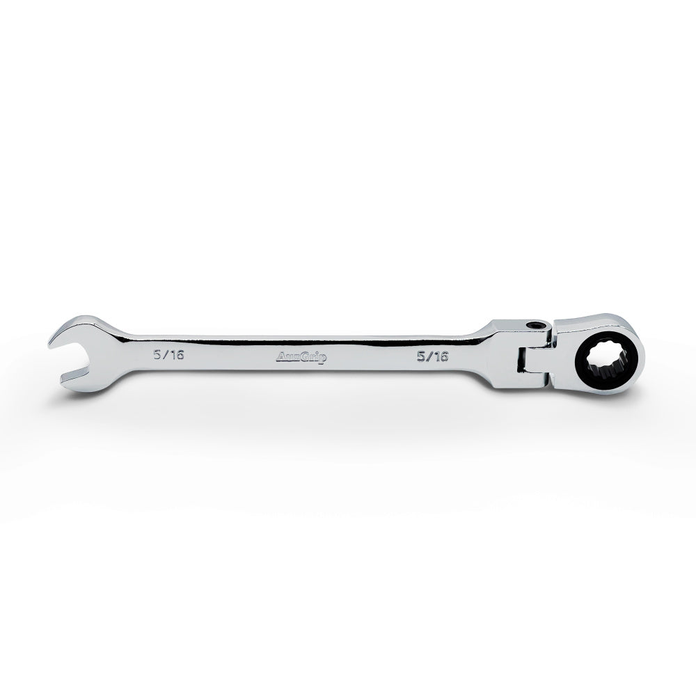 AuzGrip A89740 5/16 Inch Flexible Open End and Ring Combination Ratchet Spanner Front
