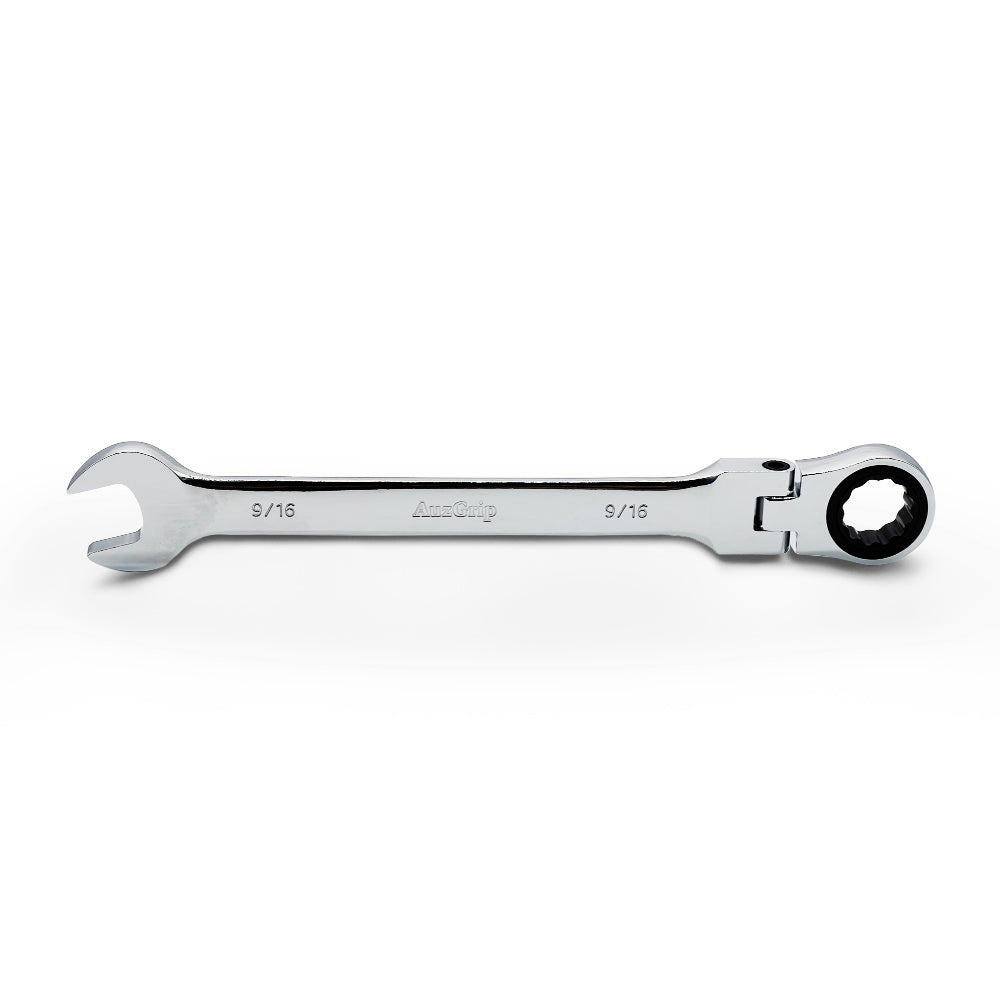AuzGrip A89744 9/16 Inch Flexible Open End and Ring Combination Ratchet Spanner Front
