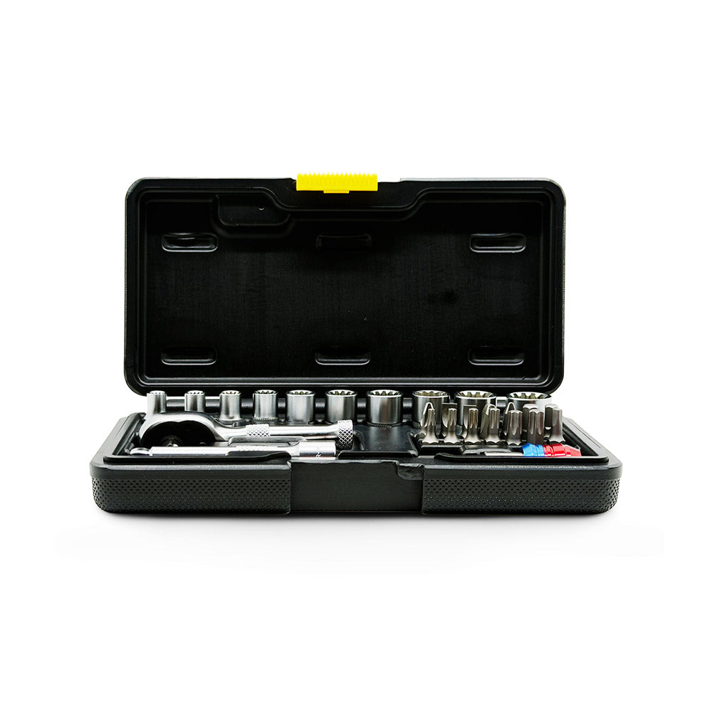 AuzGrip A70715 28 Piece Metric 1/4" Dual Drive Spline Socket Bit Set