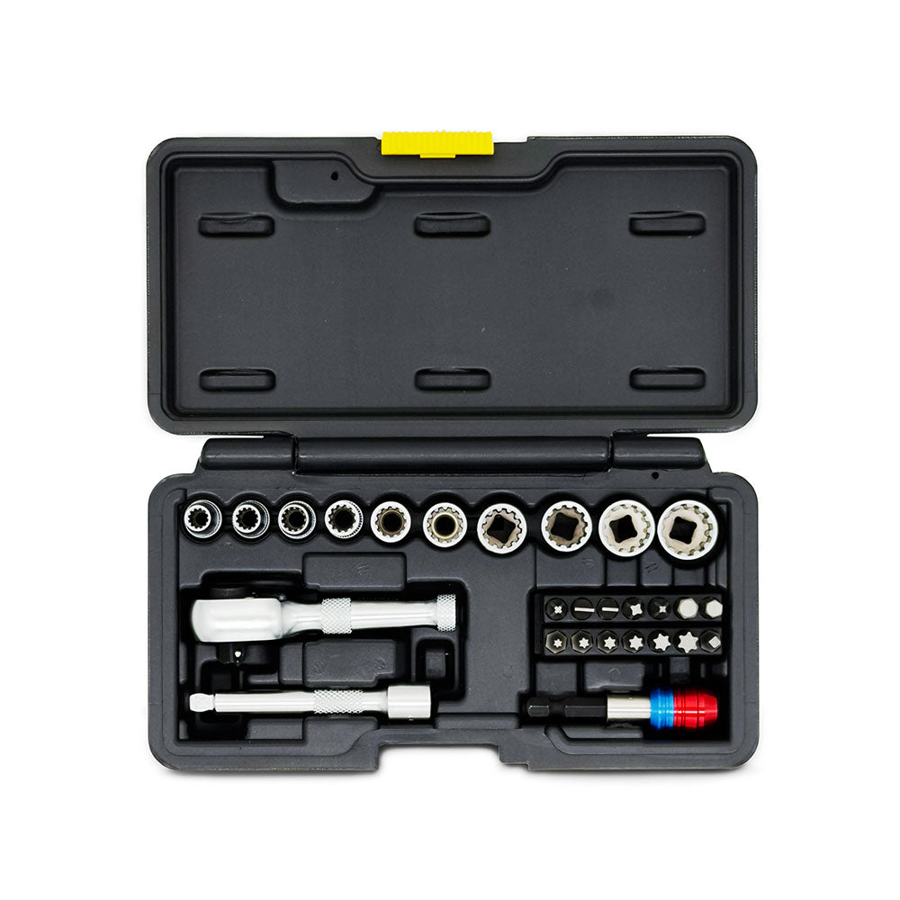 AuzGrip A70715 28 Piece Metric 1/4" Dual Drive Spline Socket Bit Set