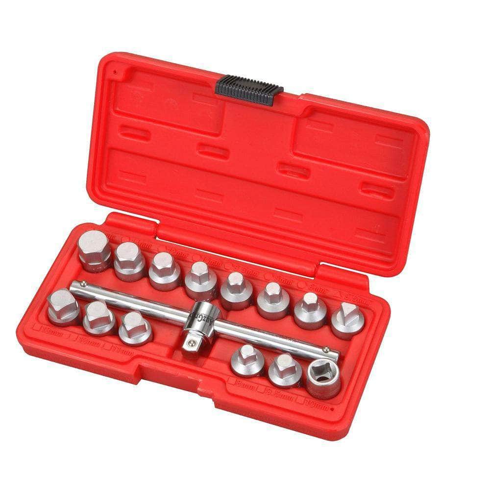 AuzGrip AuzGrip A16235 15 Piece 3/8" Square Drive Oil Drain Plug Key Set