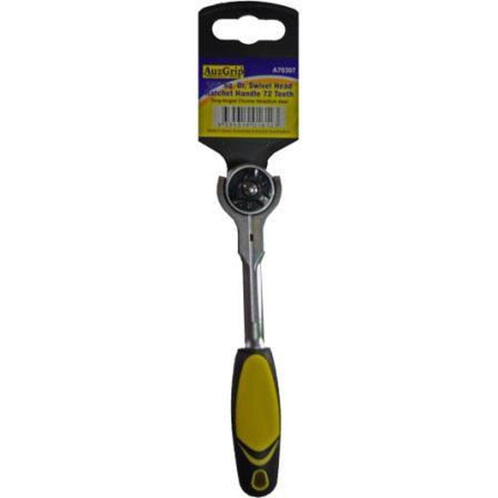 AuzGrip AuzGrip A70307 72 Teeth 1/4" Square Drive Swivel Head Stubby Ratchet