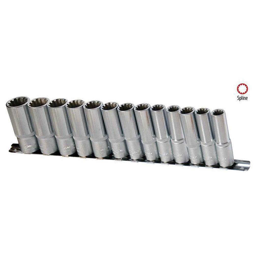 AuzGrip AuzGrip A70850 10 Piece Metric 1/2" Square Drive Spline Deep Socket Set