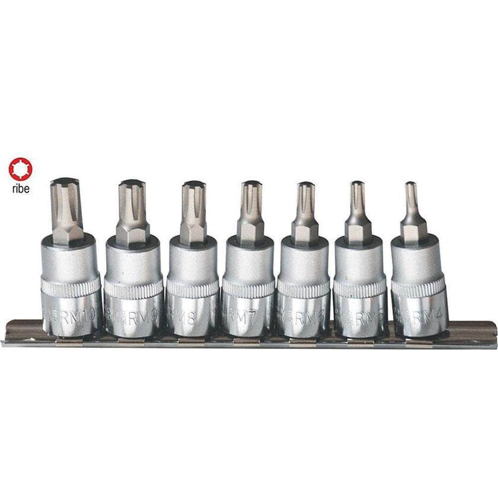 AuzGrip AuzGrip A70905 7 Piece 50mm 3/8" Square Drive Ribe Socket Bit Set