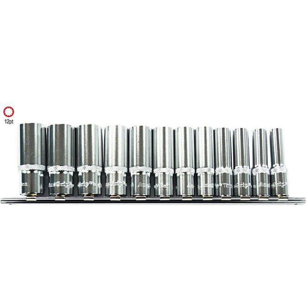 AuzGrip AuzGrip A75450 12 Piece Metric 12 Point 3/8" Square Drive Deep Socket Set