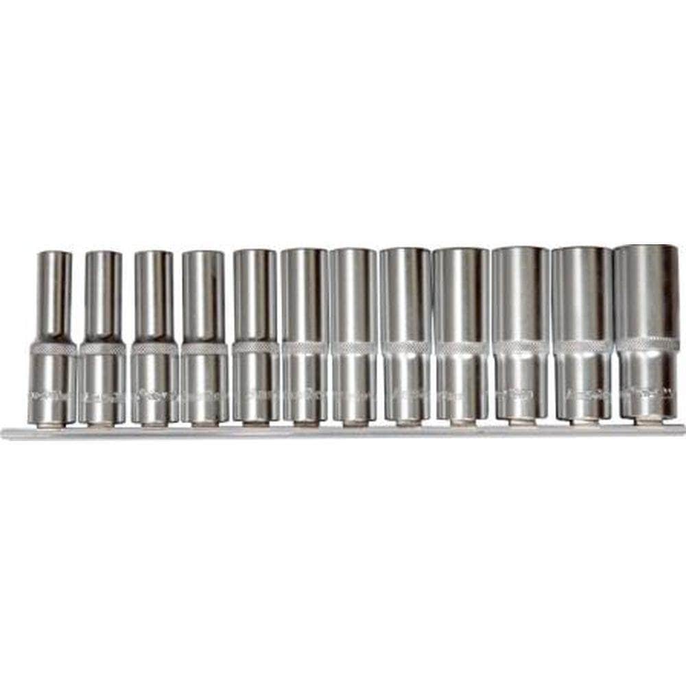 AuzGrip AuzGrip A76100 12 Piece Metric 12 Point 1/2" Square Drive Deep Socket Set