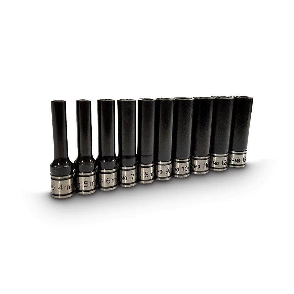 AuzGrip AuzGrip A84202 10 Piece 6 Point 1/4" Square Drive Thin Wall Deep Impact Socket Set