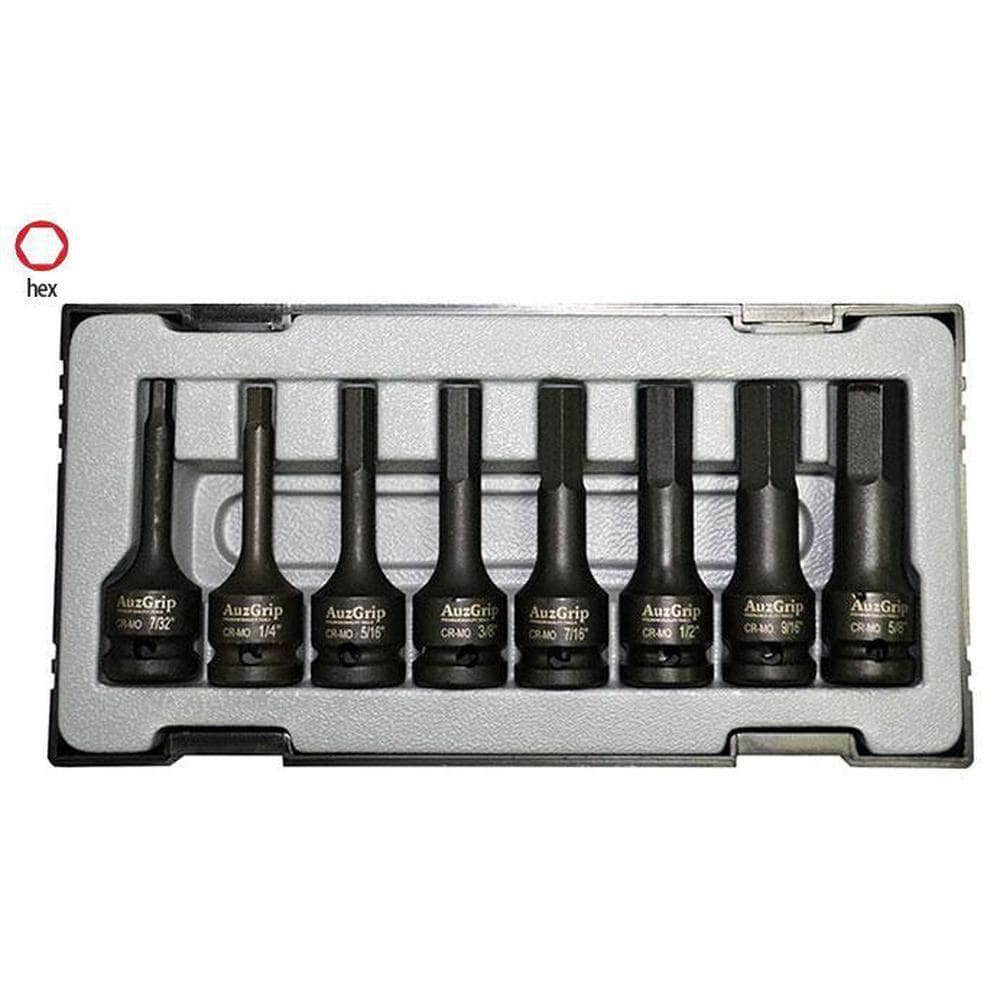 AuzGrip AuzGrip A84600 8 Piece SAE 1/2" Square Drive In-Hex Bit Socket Set