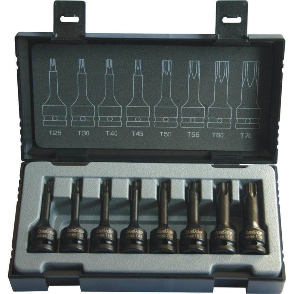 AuzGrip AuzGrip A84602 8 Piece 1/2" Square Drive Impact Torx Bit Socket Set