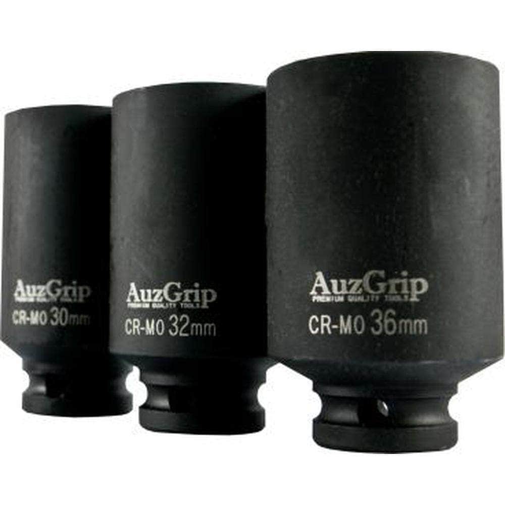 AuzGrip AuzGrip A84613 3 Piece 12 Point 1/2'' Square Drive Wheel Hub Nut Deep Impact Socket Set