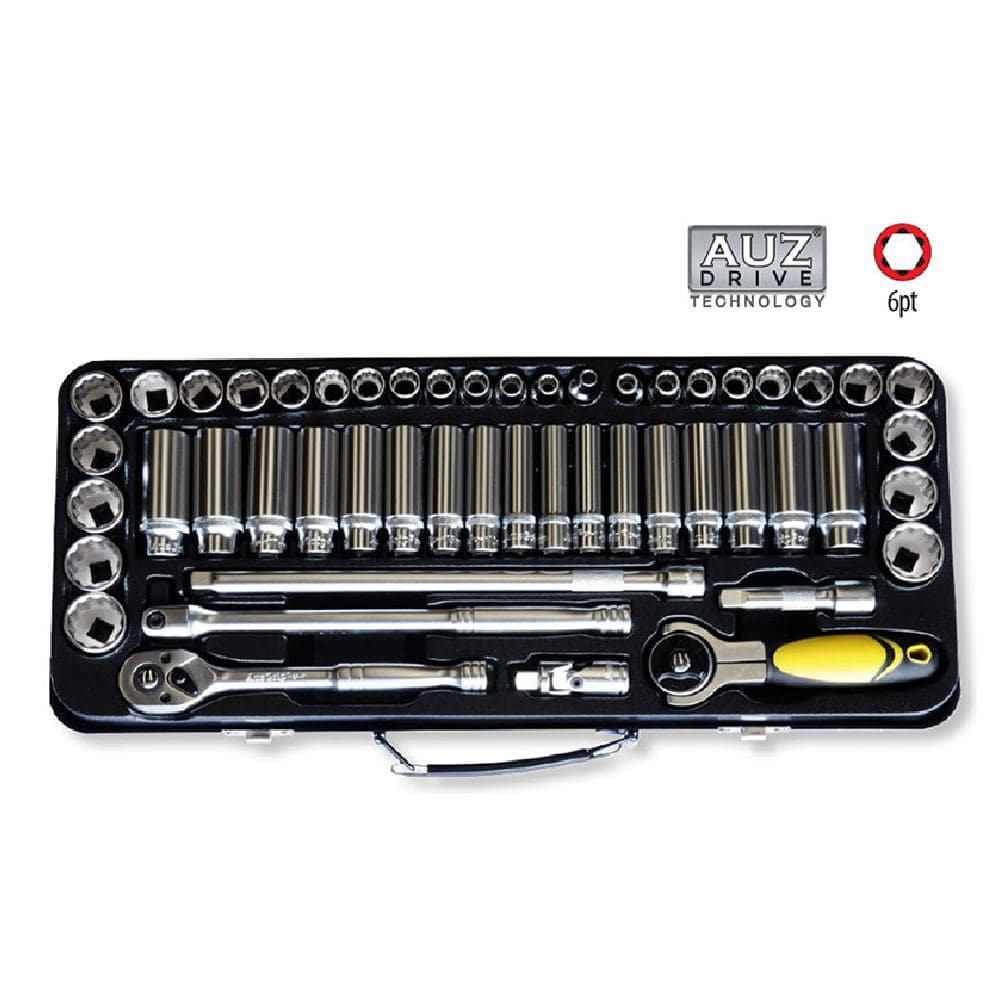 AuzGrip AuzGrip A75507 51 Piece Metric & SAE 12 Point 3/8" Square Drive Deep & Standard Socket Set