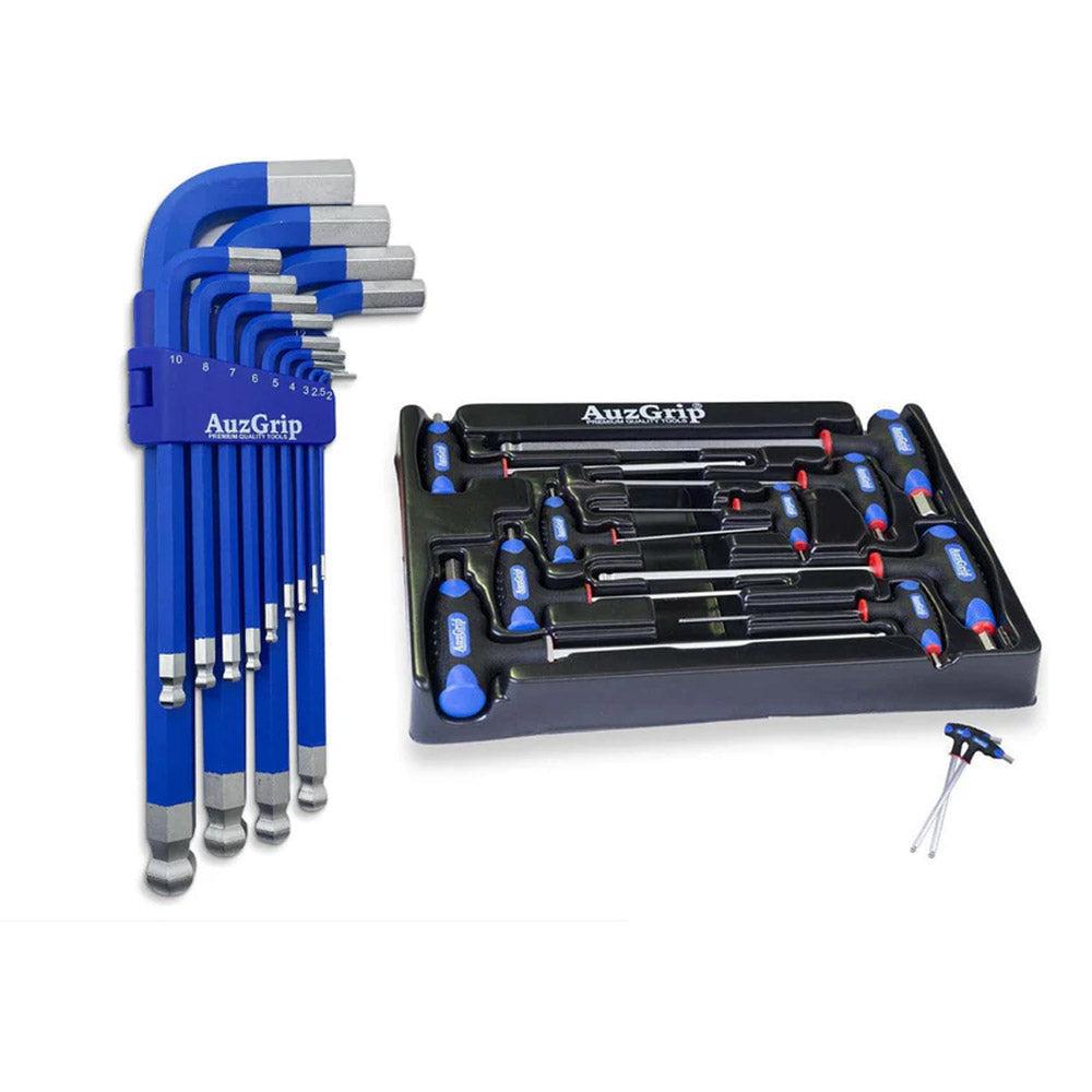 AuzGrip A71305 Jumbo Hex Key Set + A71340 T-Handle Hex Key Set Bundle