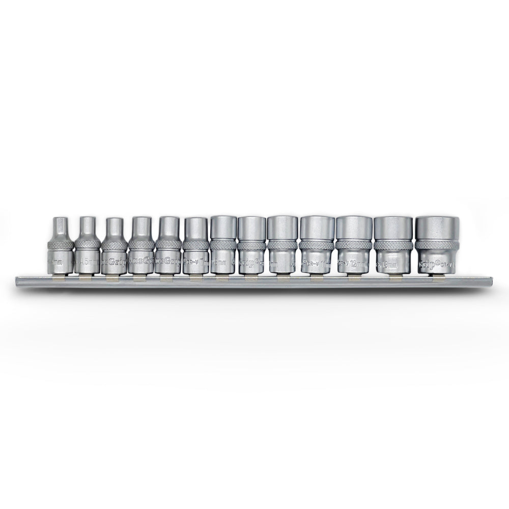 AuzGrip A75300 13 Piece 6 Point Metric 1/4 Inch Square Drive Socket Set Front