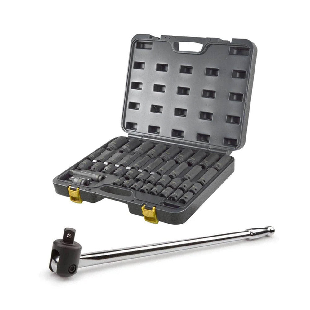 AuzGrip A84618 34pc 1/2" SAE Impact Socket Set + A67300 Breaker Bar Bundle