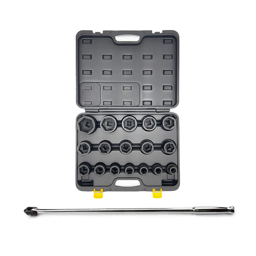 AuzGrip A86602 17pc 3/4" Metric Impact Socket Set + A67310 Breaker Bar Bundle