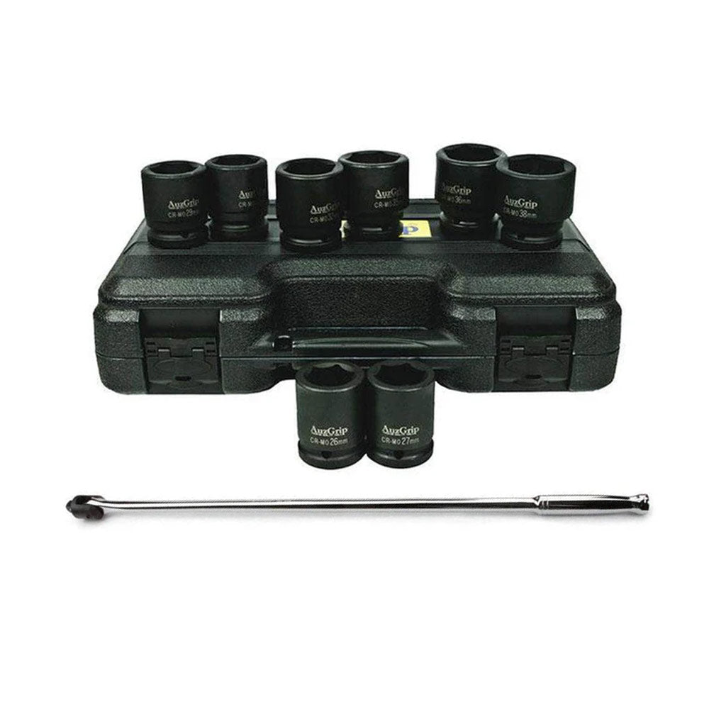 AuzGrip A86606 8pc 3/4" Impact Socket Set + A67310 Breaker Bar Bundle