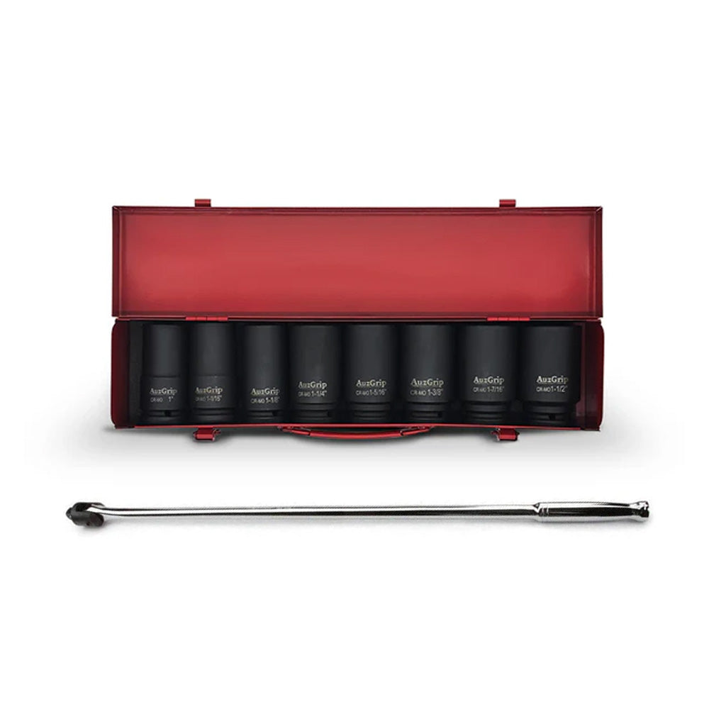 AuzGrip A86608 8pc 3/4" SAE Deep Impact Socket Set + A67310 Breaker Bar Bundle