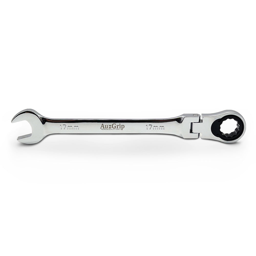 AuzGrip A89724 17mm Flexible Open End Ring Combination Ratchet Spanner Front