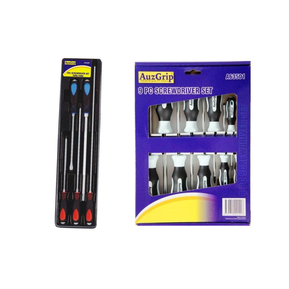 AuzGrip A63200 Tang-Thru Screwdriver Set + A63501 Screwdriver Set Bundle