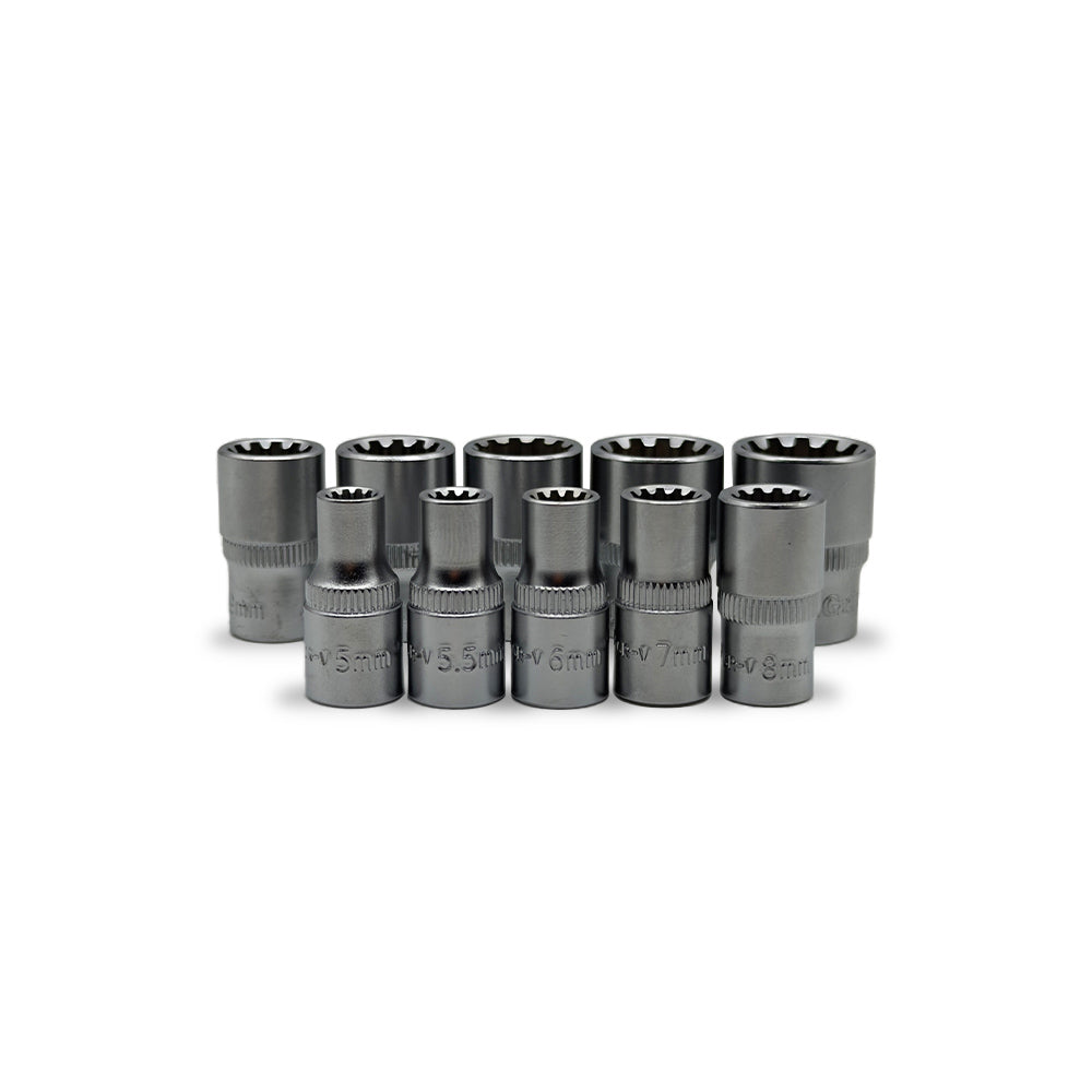 AuzGrip A70715 28 Piece Metric 1/4" Dual Drive Spline Socket Bit Set