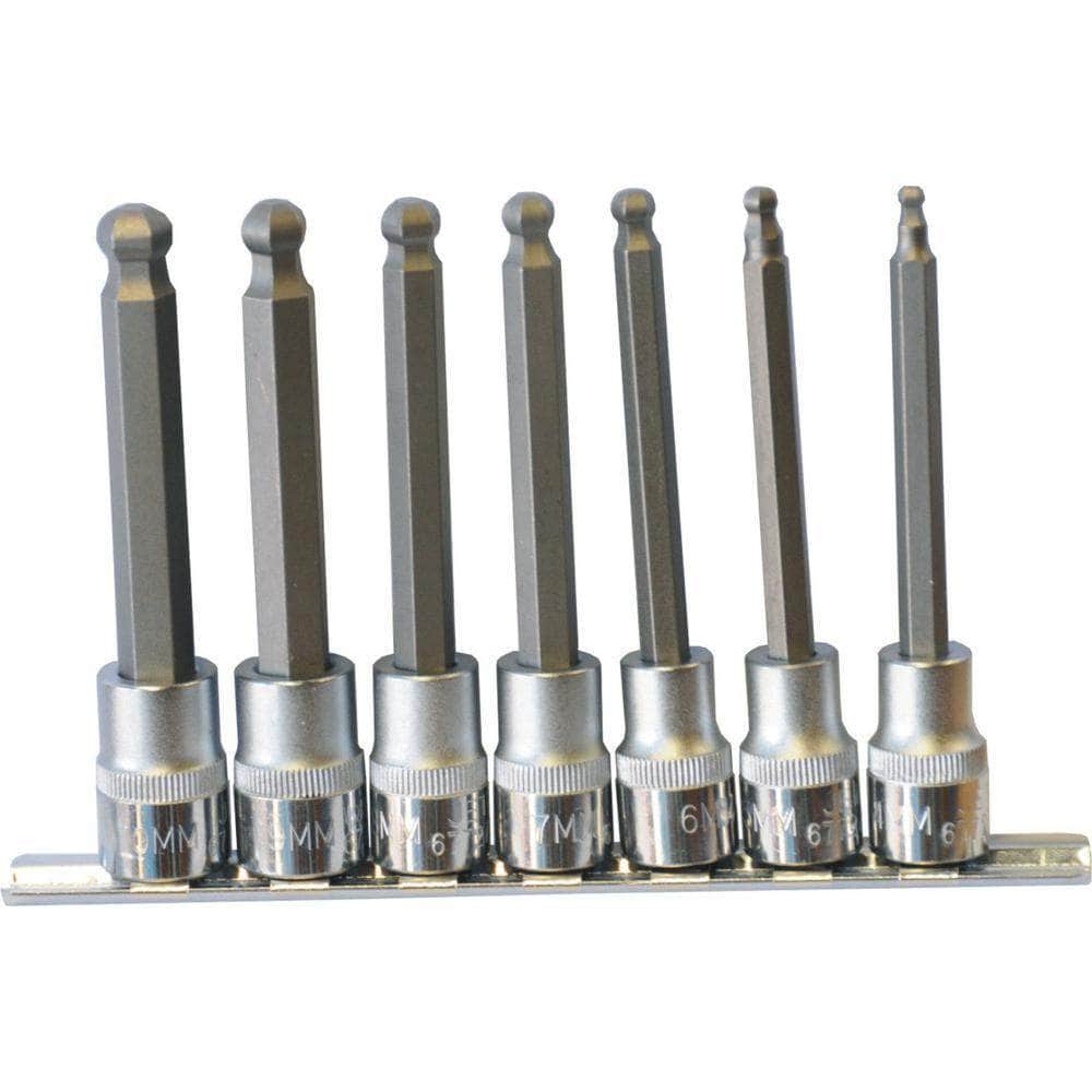 AuzGrip AuzGrip A71050 7 Piece 100mm Metric 3/8" Square Drive Hex Ball-End Socket Bit Set
