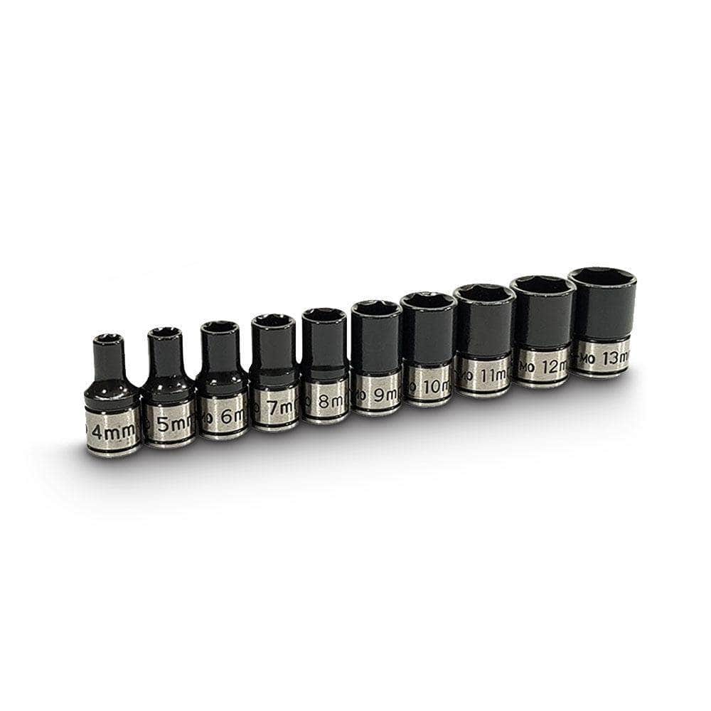 AuzGrip AuzGrip A84201 10 Piece 6 Point 1/4" Square Drive Thin Wall Impact Socket Set