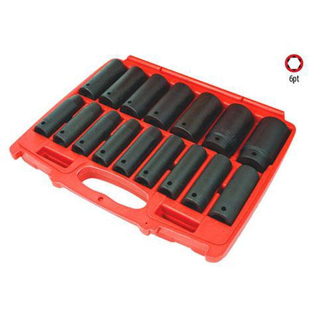 AuzGrip AuzGrip A84616 16 Piece Metric 6 Point 1/2" Square Drive Deep Impact Socket Set