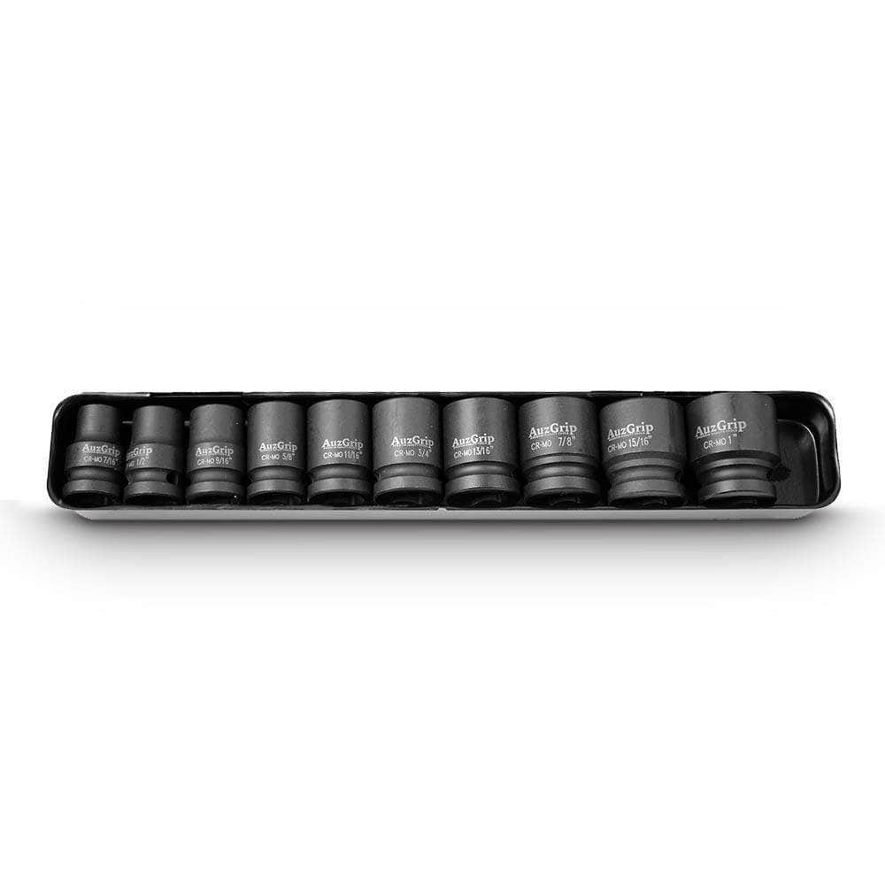AuzGrip AuzGrip A84691 10 Piece SAE 6 Point 6 Point 1/2" Square Drive Impact Socket Set