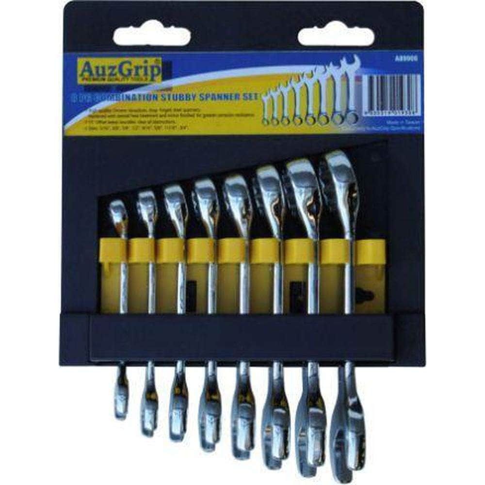 AuzGrip AuzGrip A89906 8 Piece SAE Stubby Combination Spanner Set